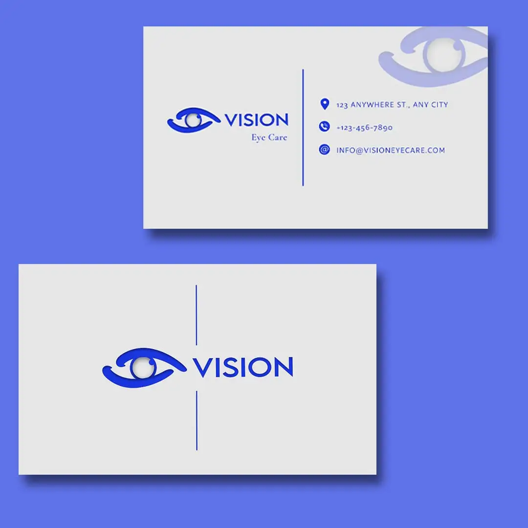 "White 'vision' on blue background."